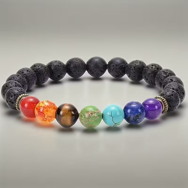 ✨ Pulsera de los 7 Chakras con Piedra Volcánica ✨