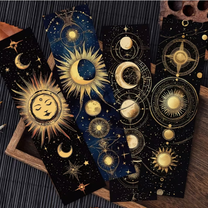 Separadores “Cielo Místico”: Sol, Luna y constelaciones doradas