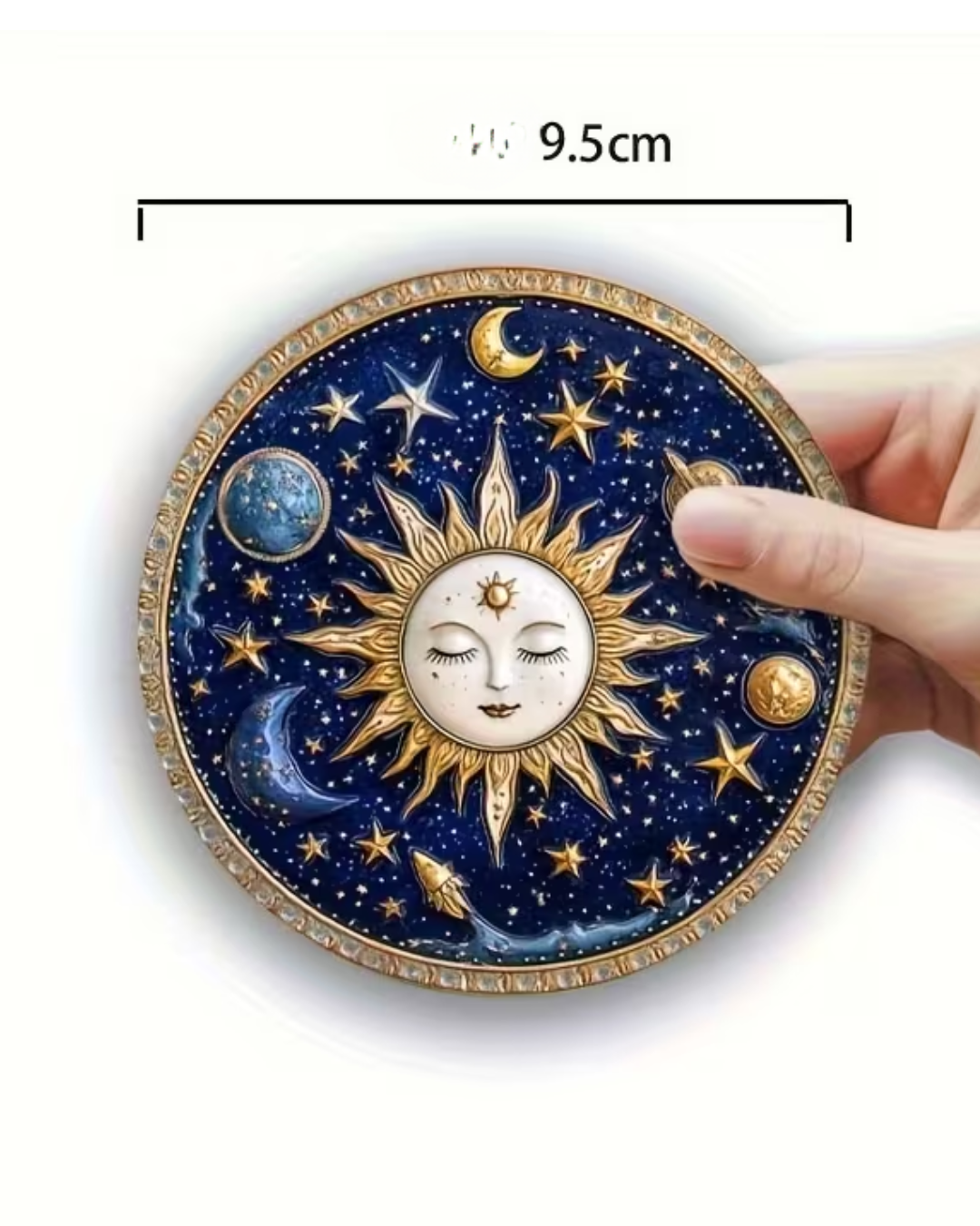 Set de 6 Posavasos Místicos de Madera – Sol & Luna (Estilo Retro Dorado)