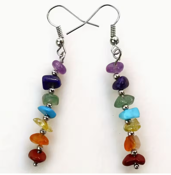 🌈 Aretes 7 Chakras con Piedras Naturales