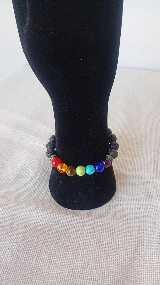 Pulsera Chakras y Piedra Volcánica – Equilibrio, Protección y Conexión
