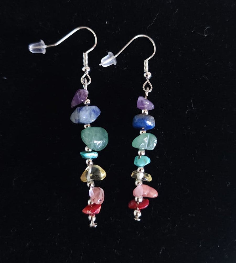 🌈 Aretes 7 Chakras con Piedras Naturales