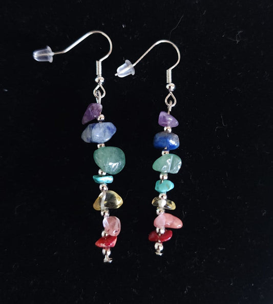 🌈 Aretes 7 Chakras con Piedras Naturales