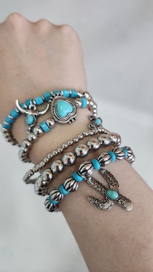 Pulseras Boho Turquesa