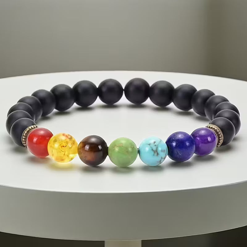 ✨ Pulsera de los 7 Chakras con Piedra Negra ✨